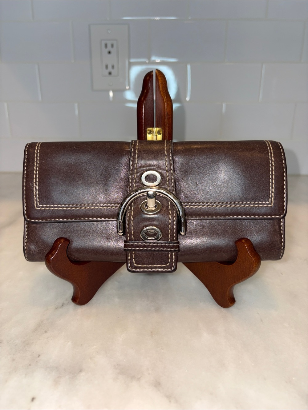Coach Rare Leather SoHo Buckle Full Size Wallet Clutch HTF